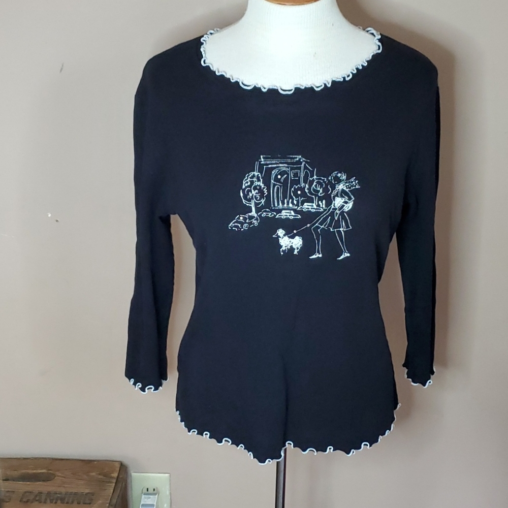 Daniel Benjamin poodle shirt long-sleeve size Lg